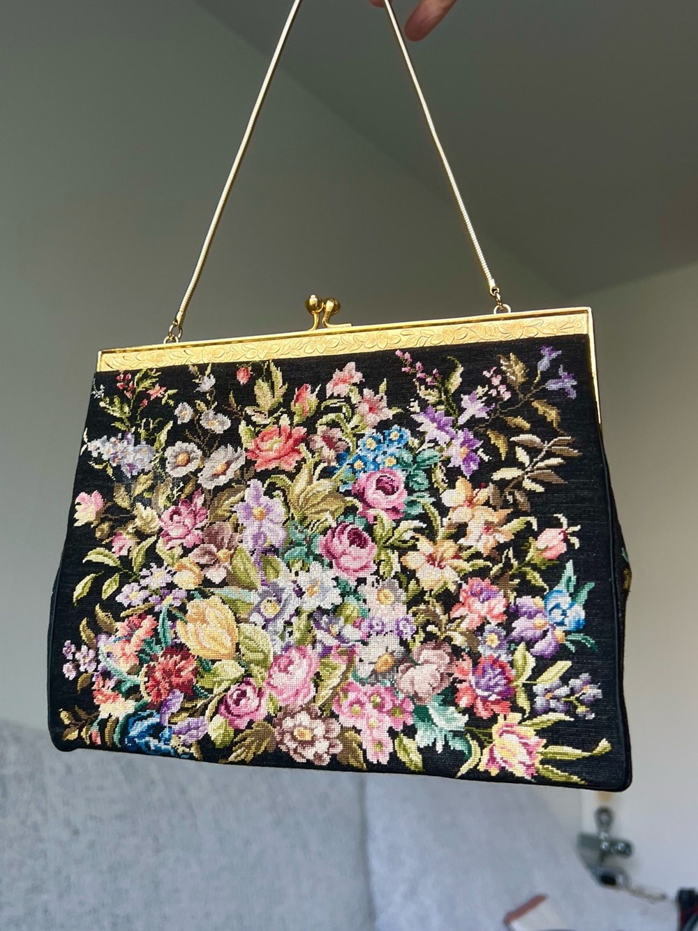 Vintage Floral Needlepoint Purse - Picture 7 of 7